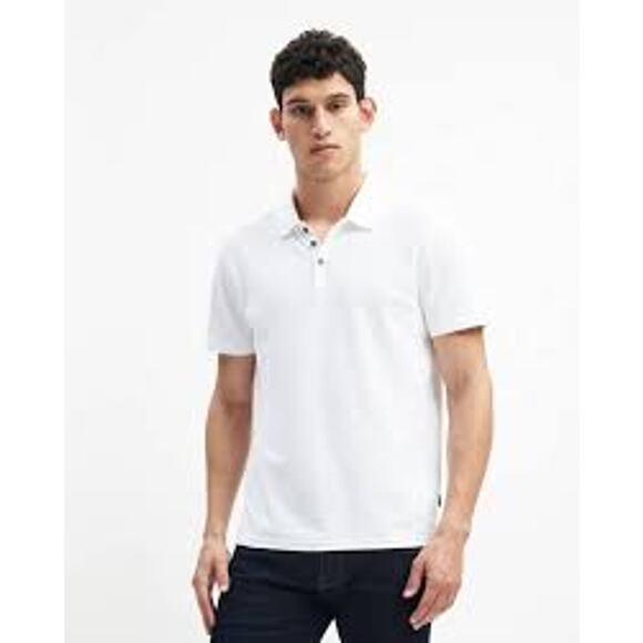 7 For All Mankind Oatmeal 3 Button Polo Size L - Picture 1 of 8